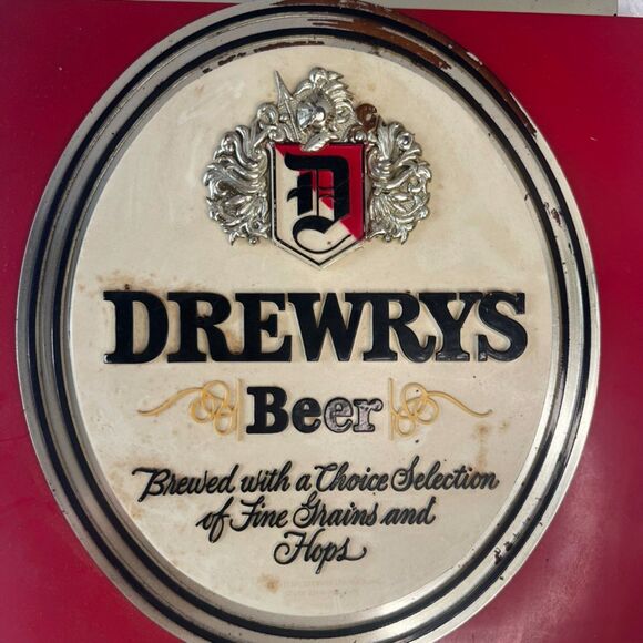 VTG Drewry's Hanging Beer Sign "The American Beer with a German Accent" - Picture 2 of 9